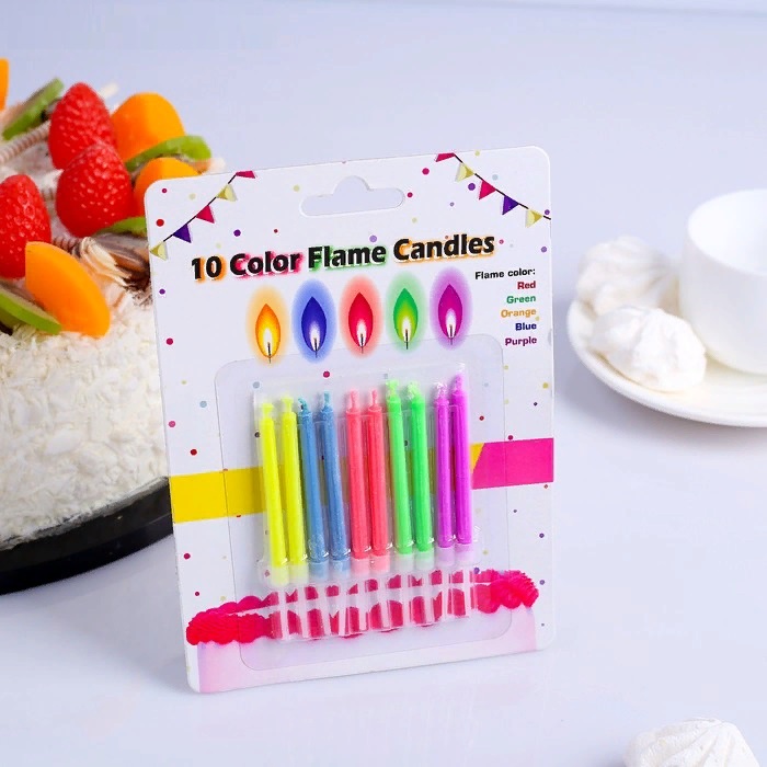 картинка Свечи восковые для торта "Цветное пламя" (набор 10 шт) от магазина 2 Жирафа