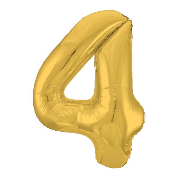 картинка Шар фольгированный с клапаном (40''/102 см) цифра 4, Золото от магазина 2 Жирафа