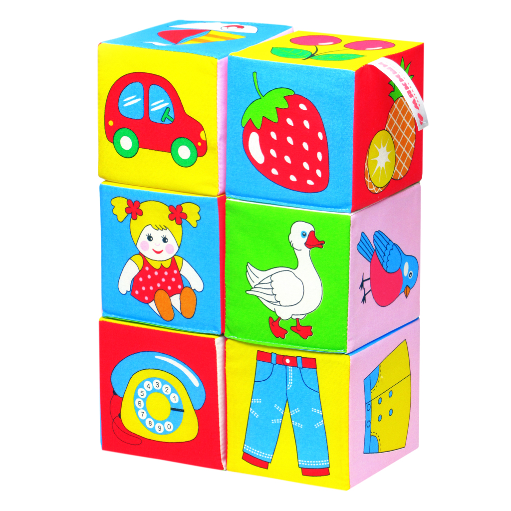 картинка Набор развивающих мягких кубиков «Предметы» от магазина 2 Жирафа