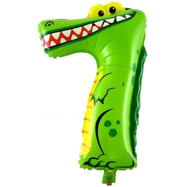 картинка Шар фольгированный с клапаном (16''/41 см) Мини-цифра, 7, Крокодил от магазина 2 Жирафа