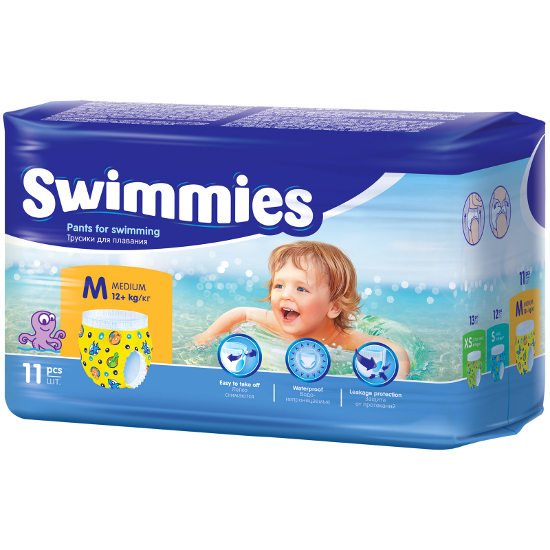 картинка Swimmies M Детские трусики для плавания 12+ кг 11 шт от магазина 2 Жирафа