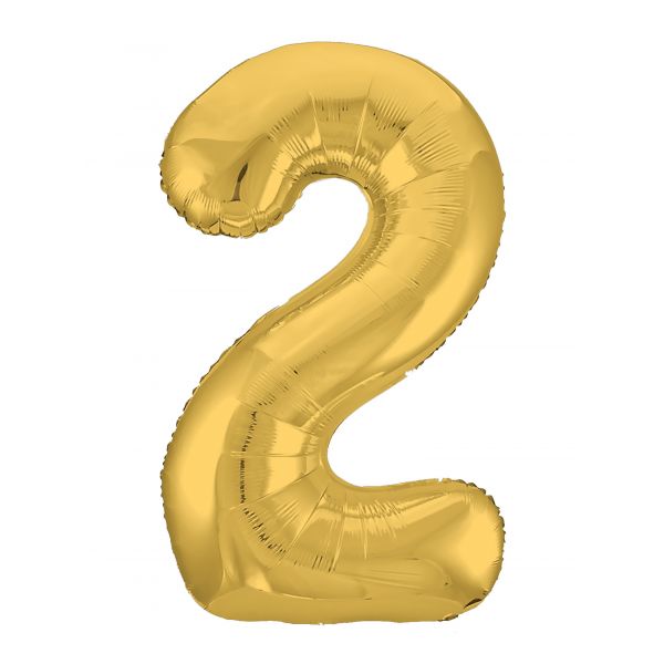 картинка Шар фольгированный с клапаном (40''/102 см) цифра 2, Золото от магазина 2 Жирафа