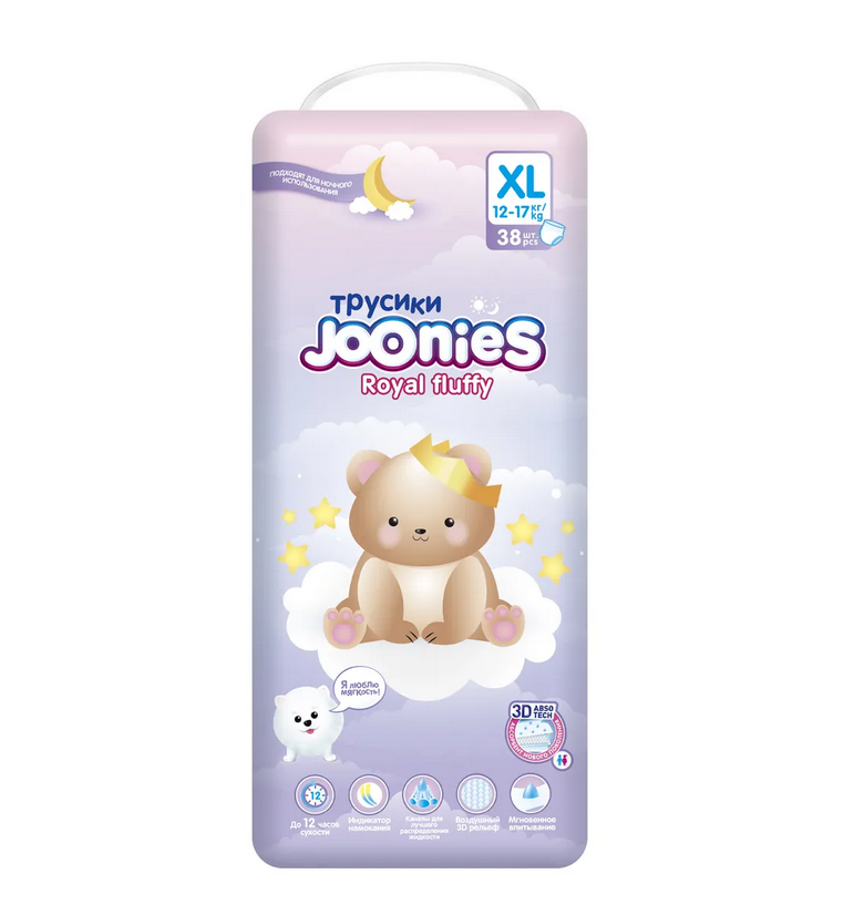 картинка JOONIES Fluffy (Джунис Флаффи) Ночные трусики XL (12-17 кг), 38 шт. от магазина 2 Жирафа