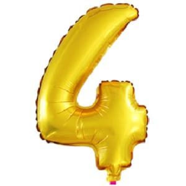 картинка Шар фольгированный с клапаном (16''/41 см) Мини-цифра, 4, Золото от магазина 2 Жирафа