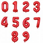 Шар фольгированный цифра с клапаном (40''/102 см), Красная, в ассорт