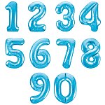 Шар фольгированный цифра с клапаном (40''/102 см), голубые, в ассорт