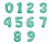 Шар фольгированный цифра с клапаном (40''/102 см), бискайский зеленый, в ассорт